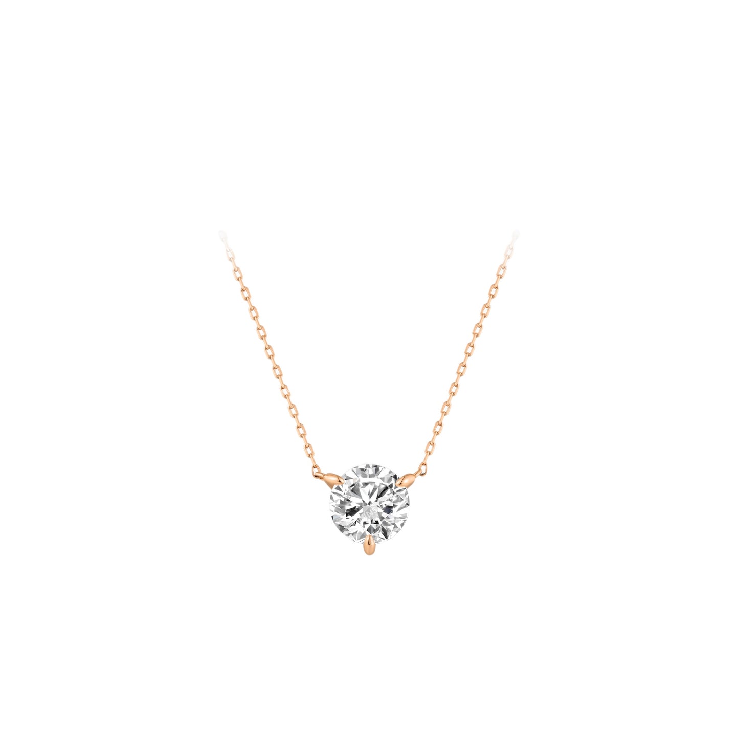 Silver rose gold single zirconia necklace TSL9968