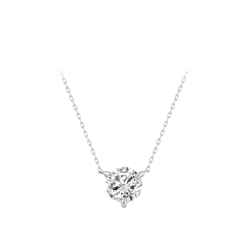Silver rose gold single zirconia necklace TSL9968