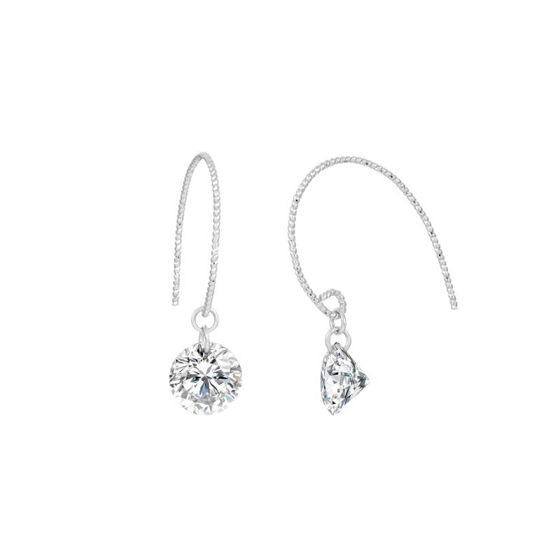 Arctic Minimalist Twisted Rope Solitaire CZ Stud Earrings