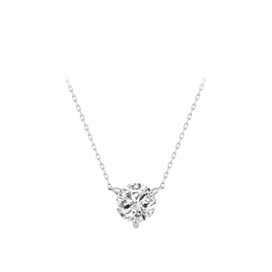 Silver rose gold single zirconia necklace TSL9968