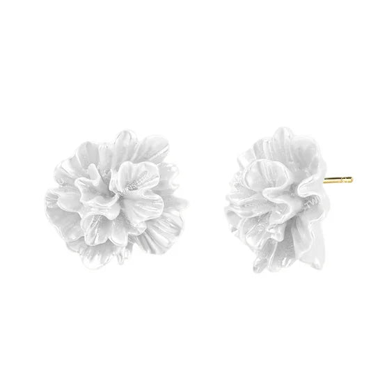 Stylish Japanese-Inspired Sweet 3D Gardenia White Vacation Earrings - ShesV