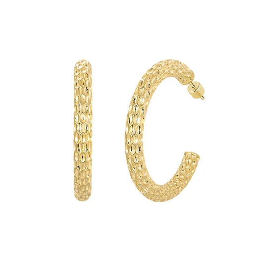 Elegant Minimalist Stylish Hand-Hammered C-Shaped Earrings | TSL1759 - ShesV