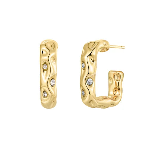British Designer-Made Twisted Metal Ribbed Half-Hoop Earrings - Sterling Silver Post | TSL328 - ShesV
