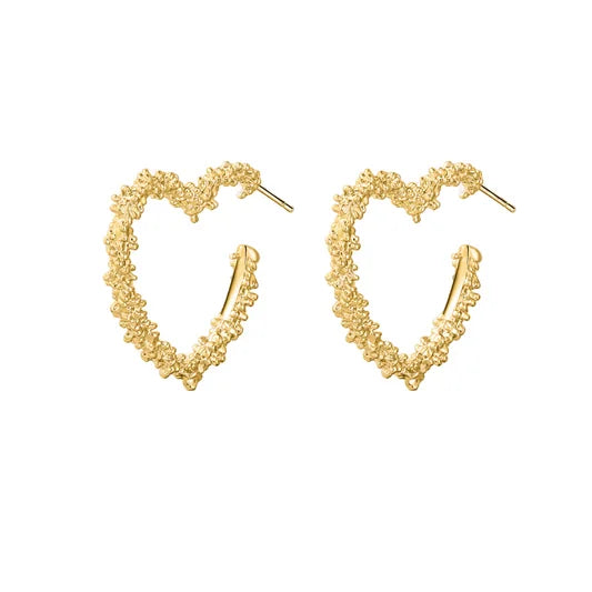 Exquisite Versatile Vintage Twisted Texture Heart-Shaped Gilded Earrings | TSL1169 - ShesV