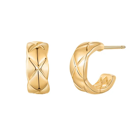 French Vintage Minimalist Exquisite Earrings - Coco-Inspired Quilted Pattern | TSL209 - ShesV