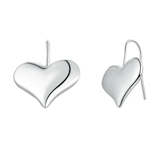 Exquisite Stylish Minimalist Unique Tiny Heart Earrings - Shiny Polished Surface Design | TSL1837 - ShesV