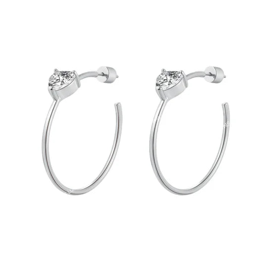 Light Luxury C-Shape Large Hoop Earrings - Rose Gold with Heart Detail | Elegant, Stylish & Versatile | TSL2402 - ShesV