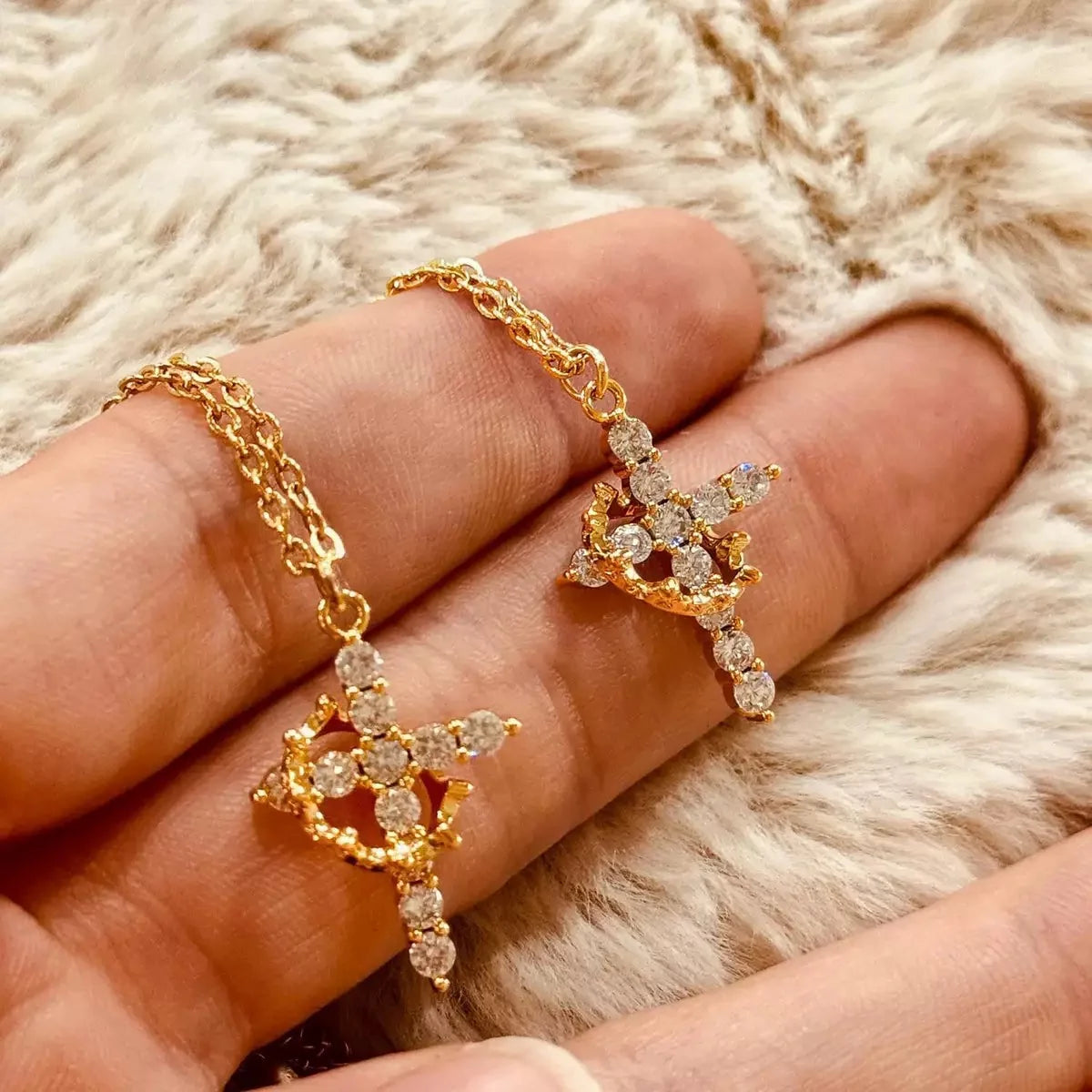 Crown Cross Necklace - ShesV