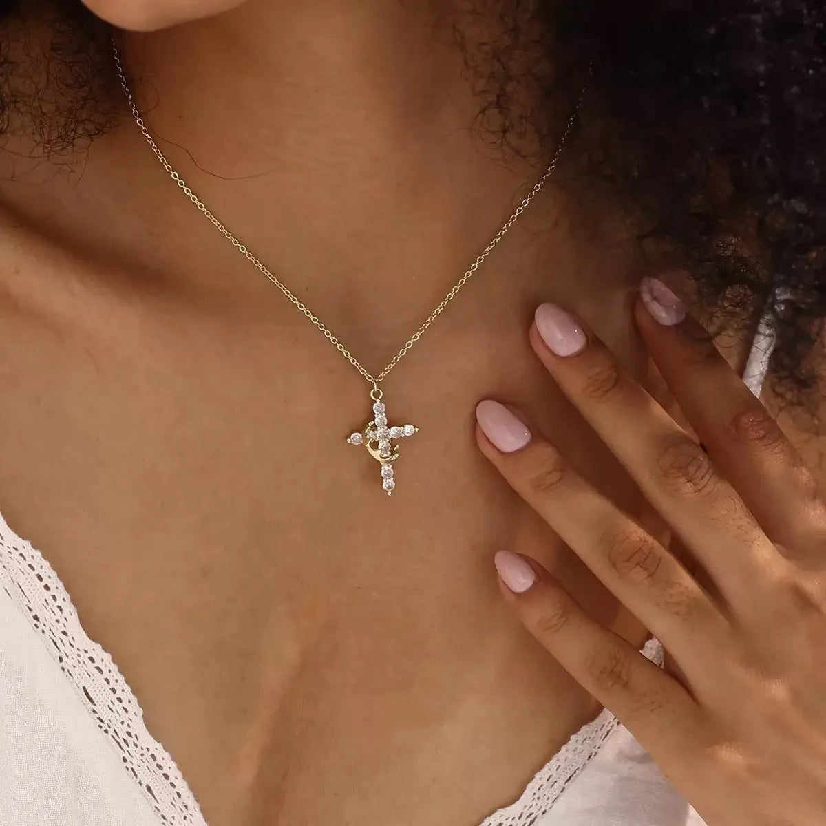 Crown Cross Necklace - ShesV