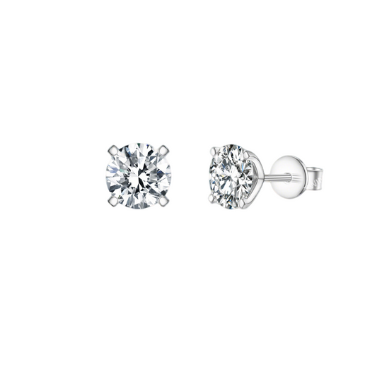 925 Sterling Silver Stud Earrings - Four-Claw Setting | Versatile, Minimalist & Classic | TSL2159